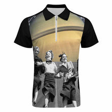 Charger l&#39;image dans la galerie, Polo homme en pur coton imprimé avec fermeture éclair B470 personnalisé avec photo texte prénom
