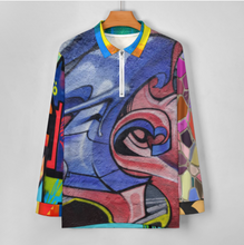 Charger l&#39;image dans la galerie, Polo tee sweat shirt homme manches longues RL zippé avec col tricot personnalisée avec photo prénom motif texte (conception multi-images)
