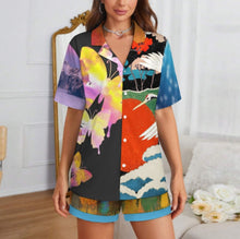 Charger l&#39;image dans la galerie, Pyjama à manches courtes pour femme LM093 personnalisée avec prénom motif texte (conception multi-images)
