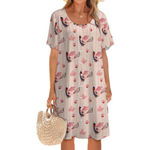 Charger l&#39;image dans la galerie, Robe boutonnée à manches courtes et col rond pour femme LM501 personnalisé avec photo texte prénom (conception une image)
