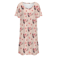 Charger l&#39;image dans la galerie, Robe boutonnée à manches courtes et col rond pour femme LM501 personnalisé avec photo texte prénom (conception une image)
