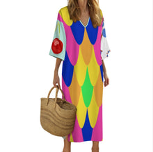 Charger l&#39;image dans la galerie, Robe de chambre femme style méditerranéen col en V manches courtes YKL06 personnalisée avec prénom motif texte (conception multi-images)
