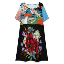 Charger l&#39;image dans la galerie, Robe mi-longue d&#39;été pour femme à manches courtes et col ras du cou, robe décontractée B16Q personnalisée avec prénom motif texte (conception multi-images)
