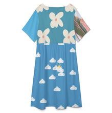 Charger l&#39;image dans la galerie, Robe mi-longue d&#39;été pour femme à manches courtes et col ras du cou, robe décontractée B16Q personnalisée avec prénom motif texte (conception multi-images)
