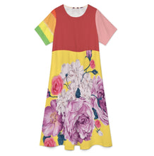 Charger l&#39;image dans la galerie, Robe midi col rond manches courtes femme A89Q personnalisée avec prénom motif texte (conception multi-images)
