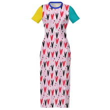 Charger l&#39;image dans la galerie, Robe midi slim à manches courtes pour femme RRDCQ personnalisée avec prénom motif texte (conception multi-images)
