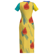 Charger l&#39;image dans la galerie, Robe midi slim à manches courtes pour femme RRDCQ personnalisée avec prénom motif texte (conception multi-images)
