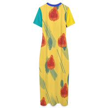 Charger l&#39;image dans la galerie, Robe midi slim à manches courtes pour femme RRDCQ personnalisée avec prénom motif texte (conception multi-images)
