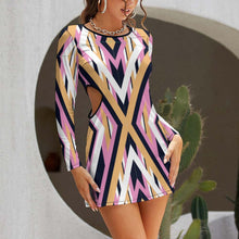 Charger l&#39;image dans la galerie, Robe femme manches longues avec découpe NZ038 personnalisée avec texte motif photo (conception multi-images)
