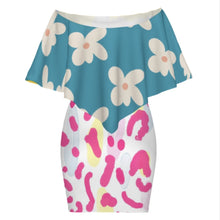 Charger l&#39;image dans la galerie, Robe imprimée avec châle pour femme HQ personnalisée avec prénom motif texte (conception multi-images)
