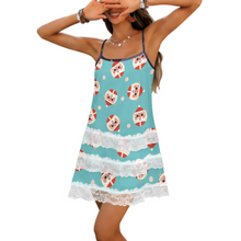 Charger l'image dans la galerie, Robe nuisette à bordure en dentelle pour femme SDS2520 personnalisé avec photo texte prénom (impression des multi-images)
