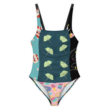 Charger l'image dans la galerie, Maillot de bain 1 pièce pour femme à col carré SDS505 personnalisé avec photo texte prénom (conception multi-images)

