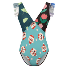 Charger l'image dans la galerie, Maillot de bain une pièce à manches volantées pour femme SDS507 personnalisé avec photo texte prénom (conception multi-images)
