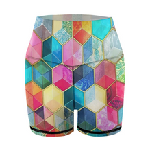 Charger l&#39;image dans la galerie, Shorts de yoga sport pour femmes Y10A personnalisés avec photo texte motif (conception multi-images)
