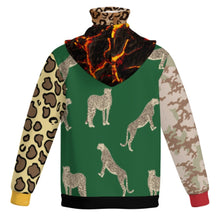 Charger l&#39;image dans la galerie, Sweat à capuche homme RRMZ avec serviette de visage coupe-vent personnalisée avec prénom motif texte (conception multi-images)
