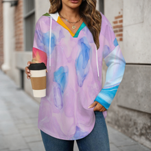 Charger l&#39;image dans la galerie, Sweat à capuche manches longues col V femme C19H personnalisée avec prénom motif texte (conception multi-images)
