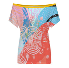 Charger l&#39;image dans la galerie, T-shirt ample à manches courtes et épaules dénudées pour femme LM076 personnalisée avec prénom motif texte (conception multi-images)
