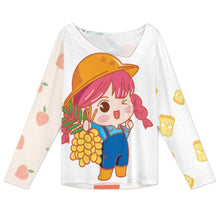 Charger l&#39;image dans la galerie, T-shirt ample à manches longues et col incliné XVL pour femme personnalisée avec prénom motif texte (conception multi-images)
