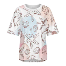 Charger l&#39;image dans la galerie, T-shirt ample pur coton épaules tombantes et manches mi-longues S28T personnalisé avec photo texte prénom
