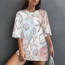 Charger l&#39;image dans la galerie, T-shirt ample pur coton épaules tombantes et manches mi-longues S28T personnalisé avec photo texte prénom
