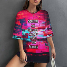 Charger l&#39;image dans la galerie, T-shirt col ras du cou pour femmes S28Tmanches coudées décontracté ample épaules tombantes personnalisé avec photo texte prénom
