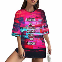 Charger l&#39;image dans la galerie, T-shirt col ras du cou pour femmes S28Tmanches coudées décontracté ample épaules tombantes personnalisé avec photo texte prénom
