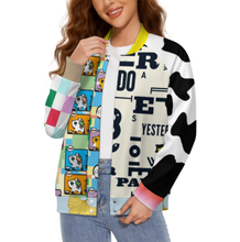 Charger l'image dans la galerie, Veste de baseball universitaire pour femme SDS2507 personnalisée avec prénom motif texte (conception multi-images)
