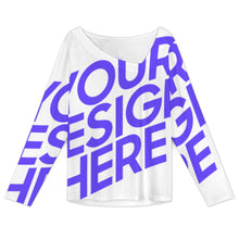 Charger l&#39;image dans la galerie, T-shirt à manches longues col incliné pour femme XVL personnalisé avec photo texte prénom (conception une image)

