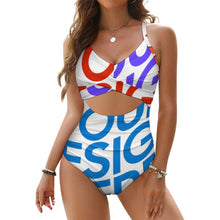 Charger l&#39;image dans la galerie, Maillot de bain une pièce femme nombril nu SDSYY002 personnalisée avec prénom motif texte (conception multi-images)
