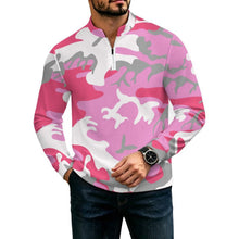 Charger l'image dans la galerie, Standing Collar Long-sleeved Pullover Pink Camouflage
