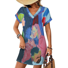 Charger l'image dans la galerie, Robe Casual Femme Col V Manches à Revers — Personnalisable par Impression

