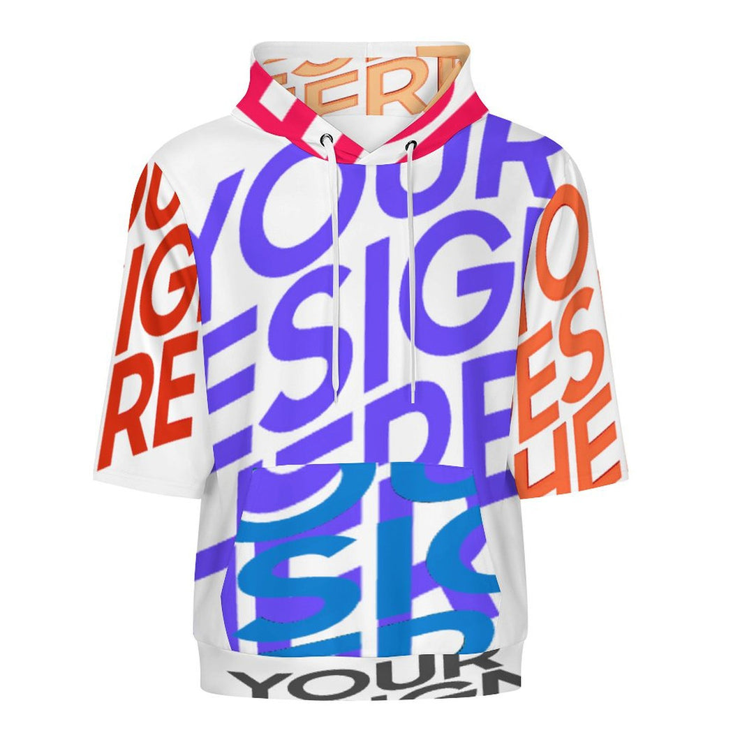 Sweat-shirt à capuche en tissu à écailles de poisson design multi-images unisexe pour hommes et femmes demi-manche LM033 personnalisé avec photo texte prénom