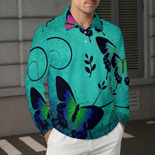 Charger l'image dans la galerie, Breathable Polo-Neck Long Sleeve T-Shirt Butterfly, Gothic
