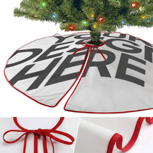 Charger l&#39;image dans la galerie, Jupe de sapin de Noël (bordure rouge) (images différentes des deux côtés) personnalisée avec prénom motif texte
