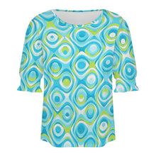 Charger l'image dans la galerie, Sleeveless T-shirt with A Cut-out Design Aqua Blue, Swirling, Abstract
