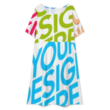 Charger l&#39;image dans la galerie, Robe mi-longue d&#39;été pour femme à manches courtes et col ras du cou, robe décontractée B16Q personnalisée avec prénom motif texte (conception multi-images)
