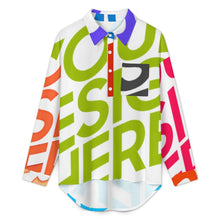 Charger l&#39;image dans la galerie, Chemise femme à épaules tombantes LM554 personnalisée avec prénom motif texte (conception multi-images)
