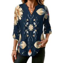 Charger l'image dans la galerie, Stand-up Collar Long-sleeved Shirt Flowers, AI Painting
