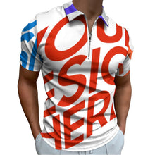Charger l&#39;image dans la galerie, Polo homme en pur coton imprimé avec fermeture éclair B470 personnalisé avec photo texte prénom
