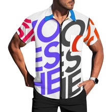 Charger l'image dans la galerie, Chemise à manches courtes zippée LM816 pour homme personnalisée avec texte photo logo motif (conception multi-images)

