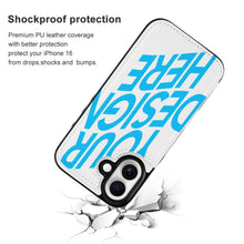 Charger l&#39;image dans la galerie, Étui de protection en cuir TPU pour iPhone 16 avec fonction support pour étui pliable personnalisée avec prénom motif texte
