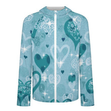 Charger l'image dans la galerie, Sunscreen Hooded Long Sleeved Jacket Blue Heart
