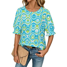 Charger l'image dans la galerie, Sleeveless T-shirt with A Cut-out Design Aqua Blue, Swirling, Abstract
