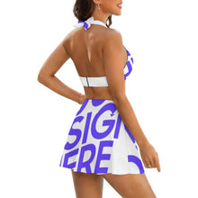 Charger l'image dans la galerie, Ensemble maillot de bain deux pièces mini-jupe fendue femme 308977 personnalisé avec photo texte motif (conception une image)

