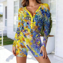 Charger l'image dans la galerie, Long-sleeved Bodysuit Shorts Colorful Splash Ink
