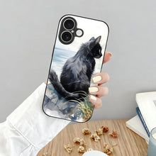 Charger l'image dans la galerie, Mobile Phone Case for Apple IPhone 18 Black Cat, Back, Watercolor, Natural Style IPhone 18
