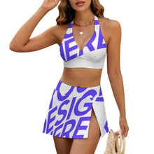 Charger l'image dans la galerie, Ensemble maillot de bain deux pièces mini-jupe fendue femme 308977 personnalisé avec photo texte motif (conception une image)
