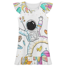 Charger l'image dans la galerie, Floral Edge Nightgown Astronauts, Spaceflights, Spaceships, Children's Fun
