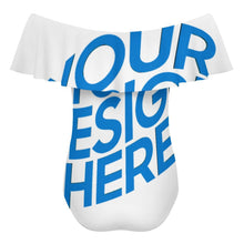 Charger l'image dans la galerie, Maillot de bain 1 pièce pour femme à volants et OFF SHOULDER 294328 personnalisé avec photo texte prénom (conception une image)
