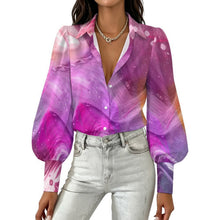 Charger l'image dans la galerie, Chemise satinée à manches bouffantes personnalisable pour femme
